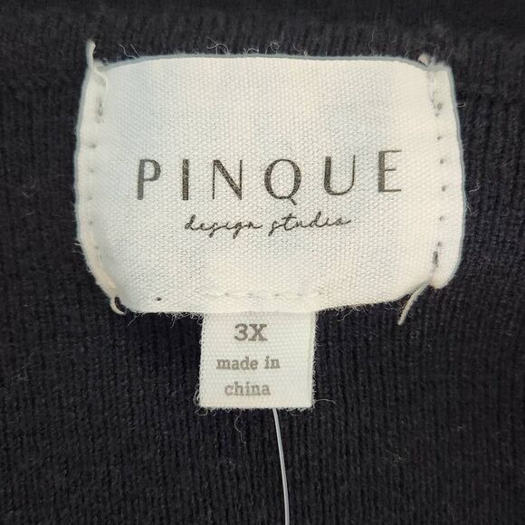 Pinque Black Sweater NWT Size 3X Black Fitted Sweater Square Neck Pullover - Picture 5 of 10